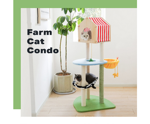 Farmyard Cat Scratching Tree with Condo