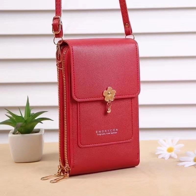 Women's Pu Leather Solid Color Minimalist Square Zipper Phone Wallets