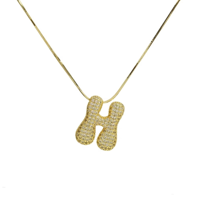 Minimalist Classic Style Letter Copper Plating 18K Gold Plated Pendant Necklace