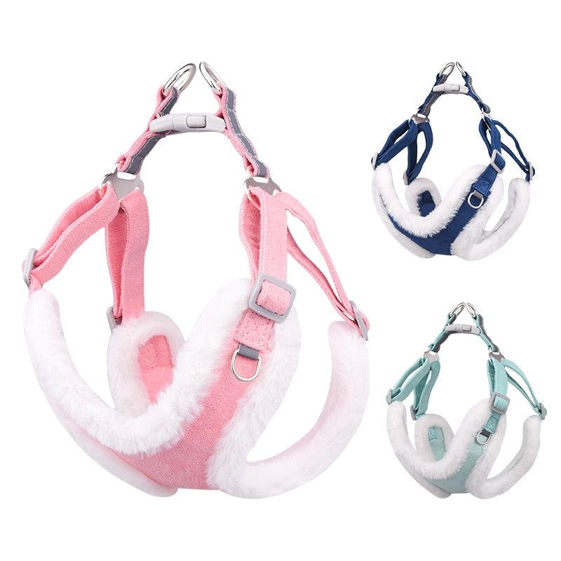 Minimalist Classic Style Faux Rabbit Fur Solid Color Leash