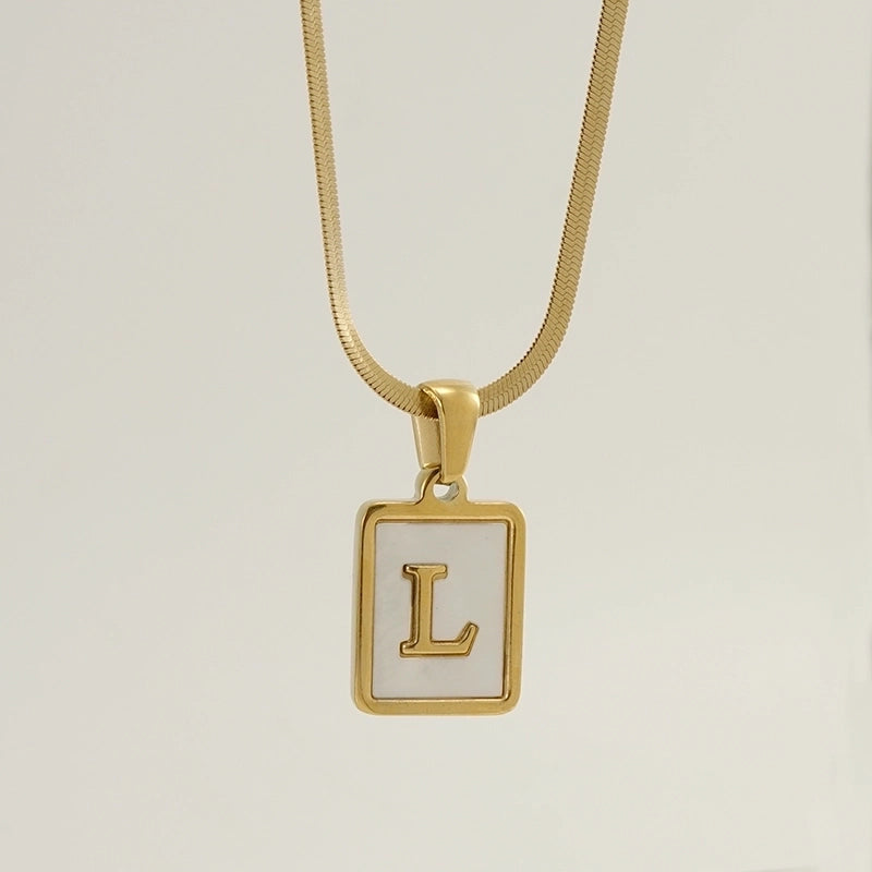 Stainless Steel 18K Gold Plated Casual  Plating Inlay Letter Shell Pendant Necklace