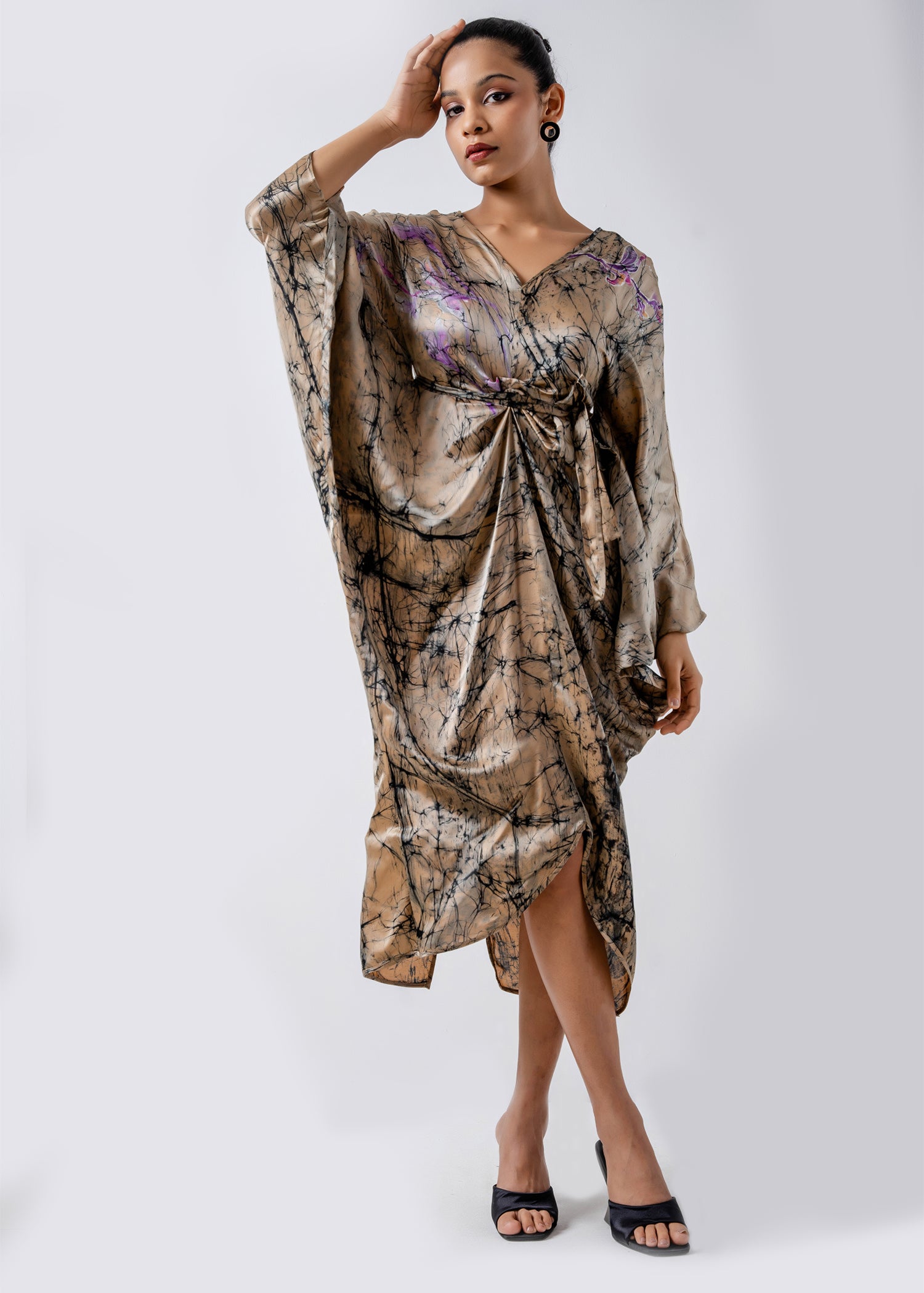 Batik Floral Draped Kaftan