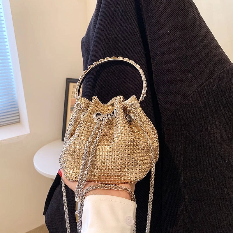 Women's Pu Leather Solid Color Streetwear Bucket String Shoulder Bag Handbag Crossbody Bag