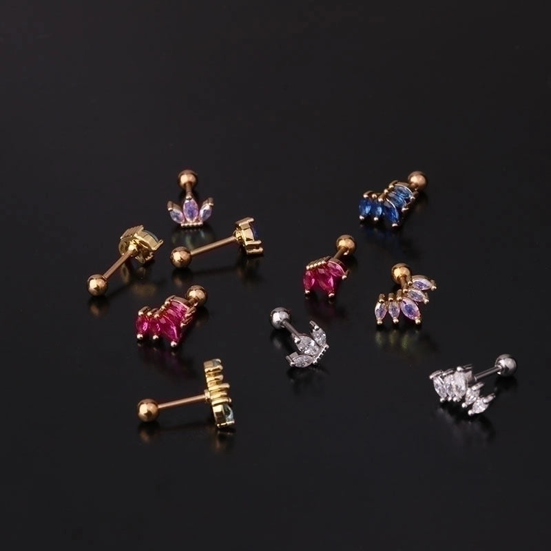 Ear Cartilage Rings & Studs Crown Copper Plating Artificial Gemstones