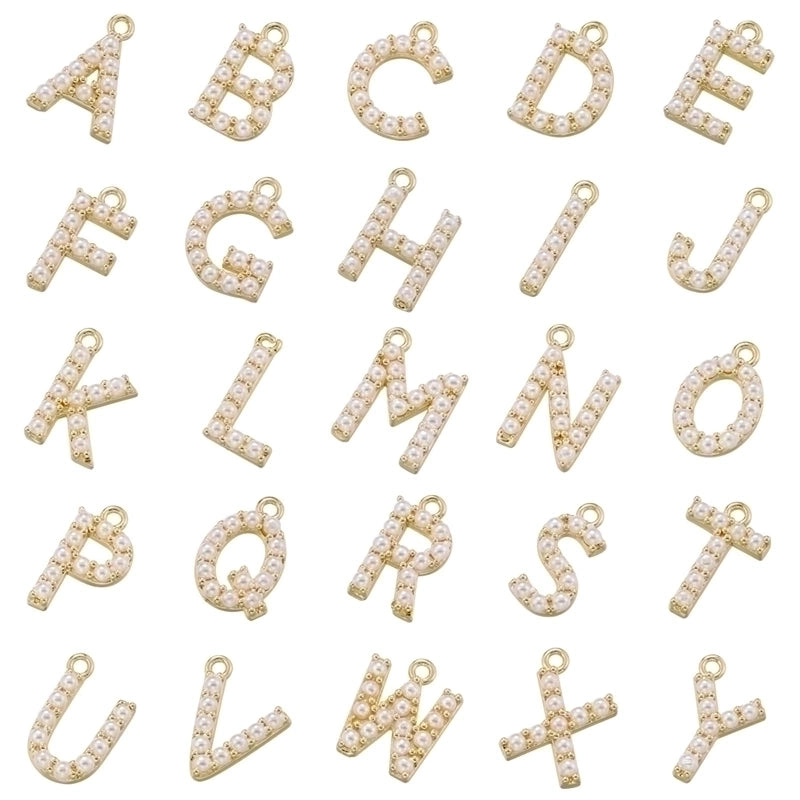Casual Elegant Minimalist Letter Copper Plating Inlay Artificial Pearls 18k Gold Plated Charms