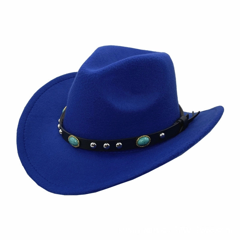 Men's And Women's Felt Top Hat Curling Emerald Sun Hat Cowboy Hat Sun Protection Fashion Hat