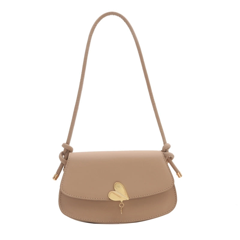 Women's Pu Leather Solid Color Vintage Style Classic Style Semicircle Lock Clasp Shoulder Bag