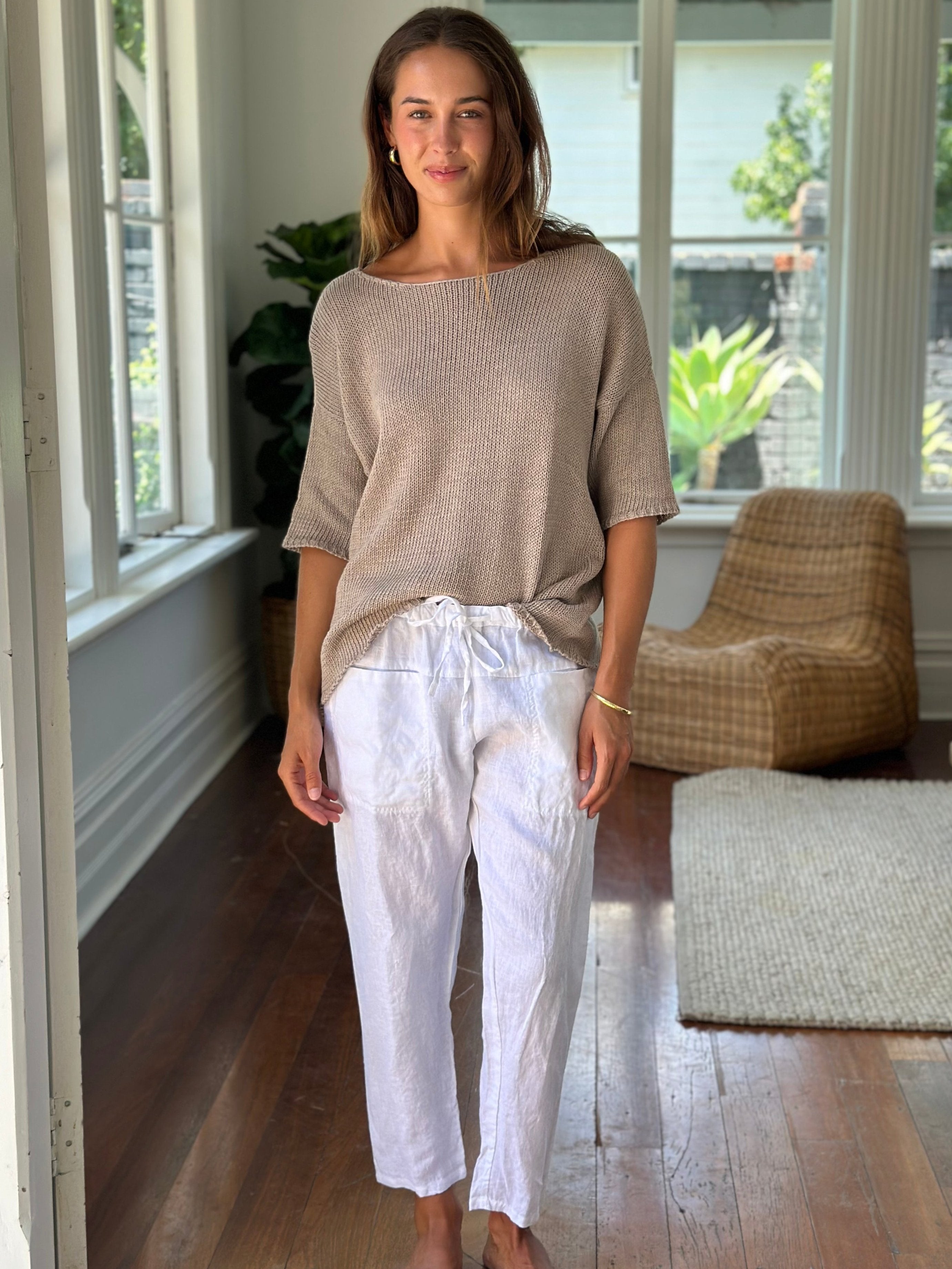 jessie pant-white linen