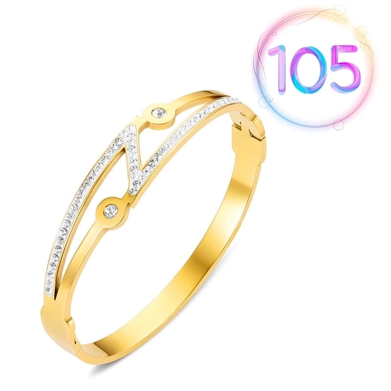 2 Pieces Fashion Geometric Stainless Steel Plating Zircon Bangle