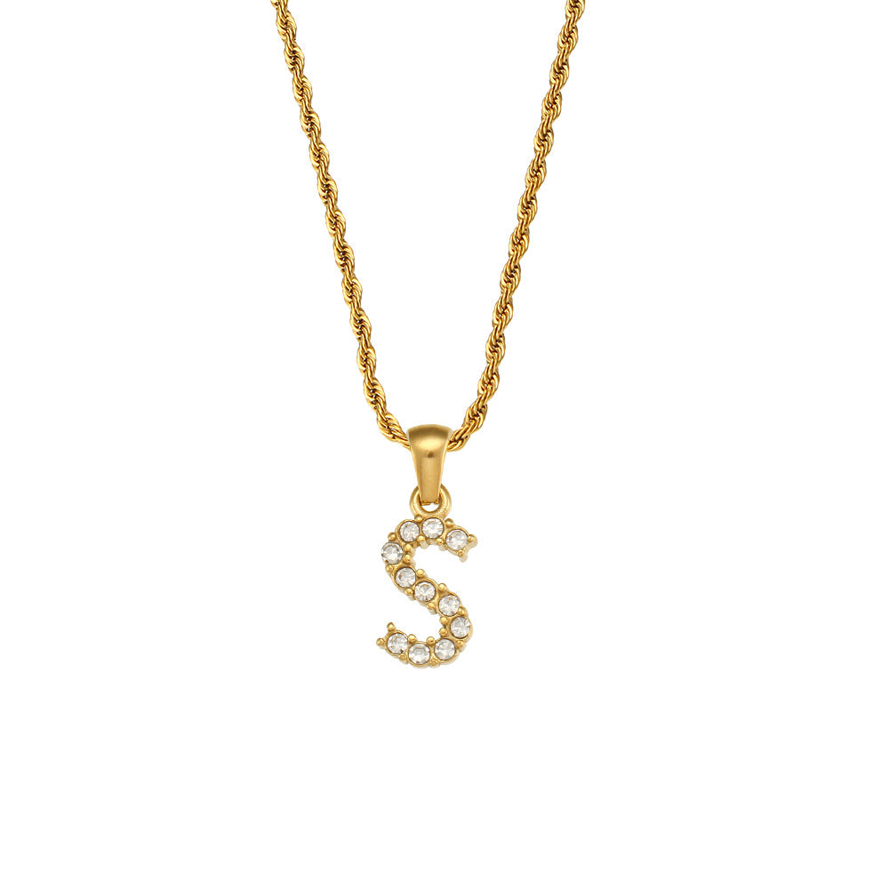 Fashion Round Number Text Letter Stainless Steel 18K Gold Plated Necklaces