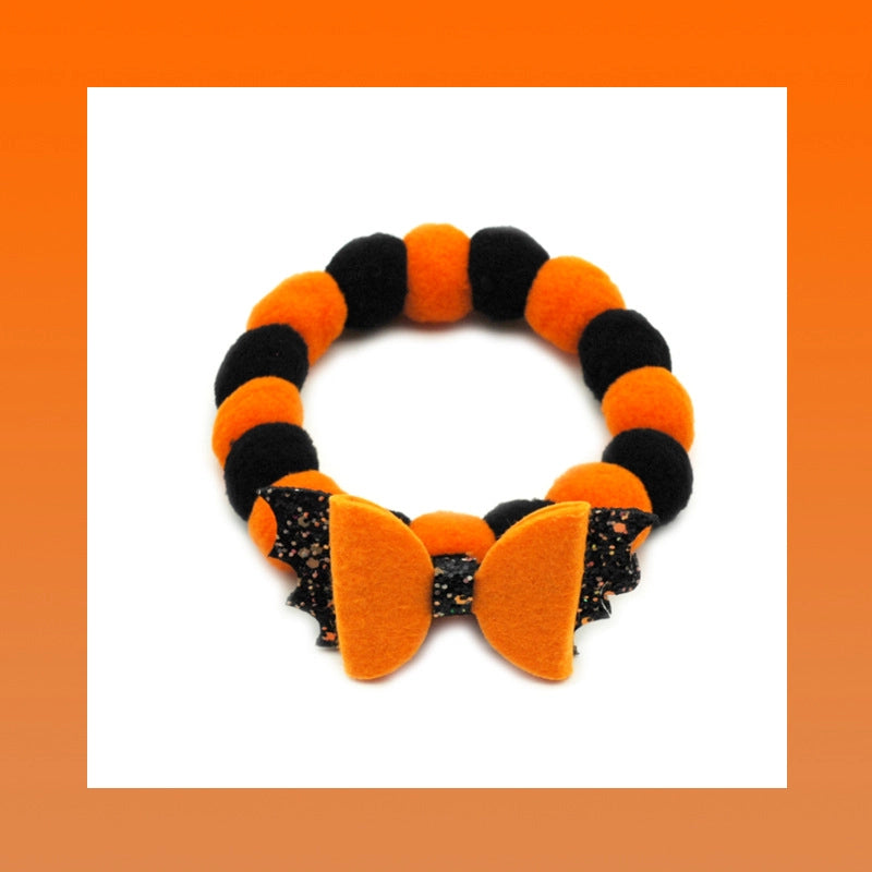 Colorful Ghost Festival Cat Dog Ball Collar Elastic Adjustable Pet Halloween Accessories Cole Duck Accessories