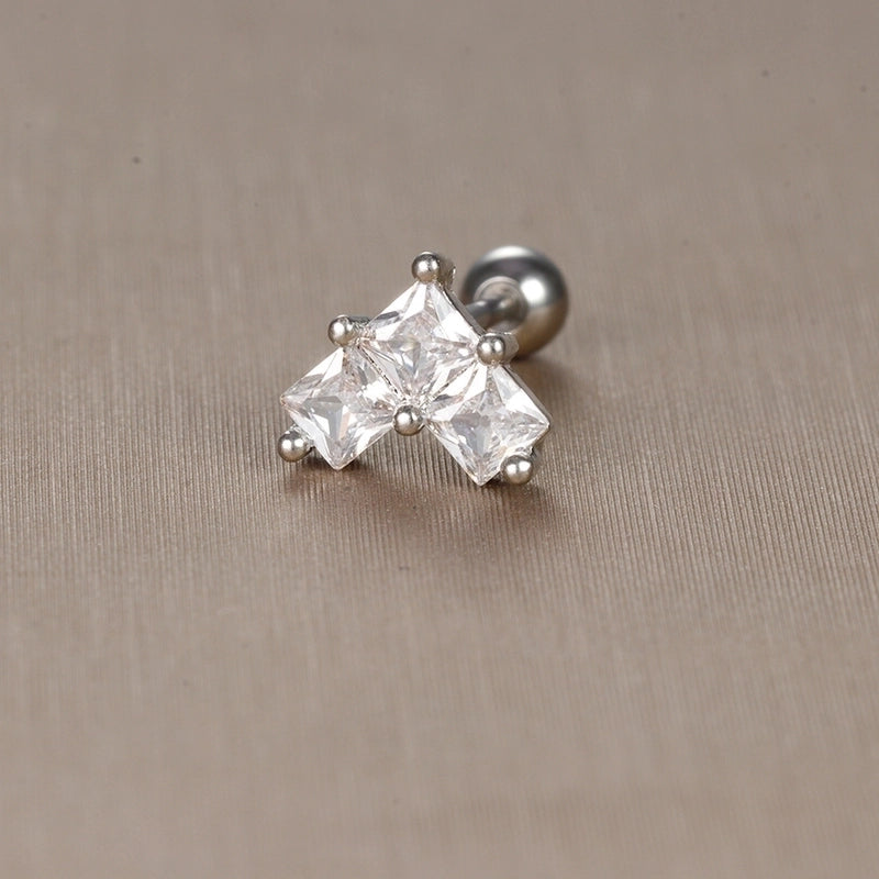 1 Piece Sweet Minimalist Flower Plating Inlay Titanium Steel Zircon Ear Studs