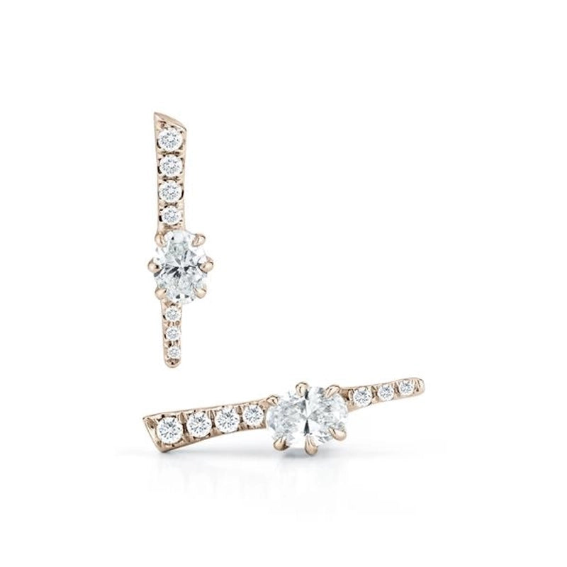 Minimalist Geometric Plating Inlay Copper Zircon Ear Studs