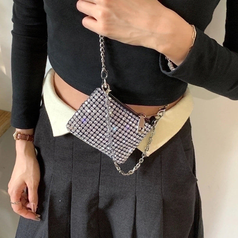Silver Pvc Solid Color Square Evening Bags