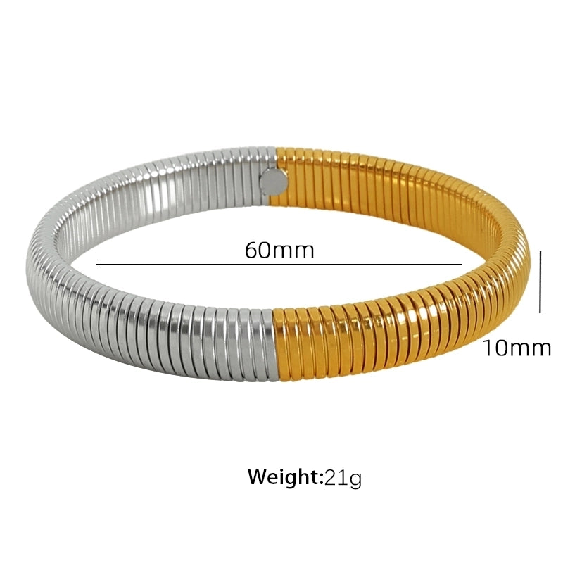 Exaggerated Classic Style Circle 304 Stainless Steel 18K Gold Plated Wide Bracelet Bangle In Bulk