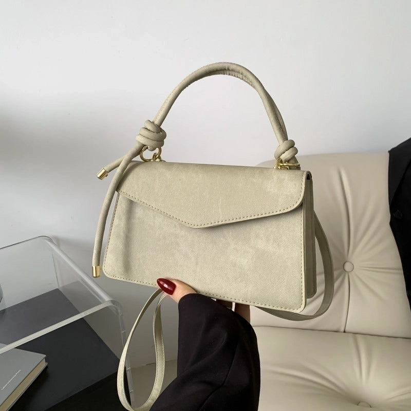 Women's Pu Leather Solid Color Basic Square Magnetic Buckle Handbag