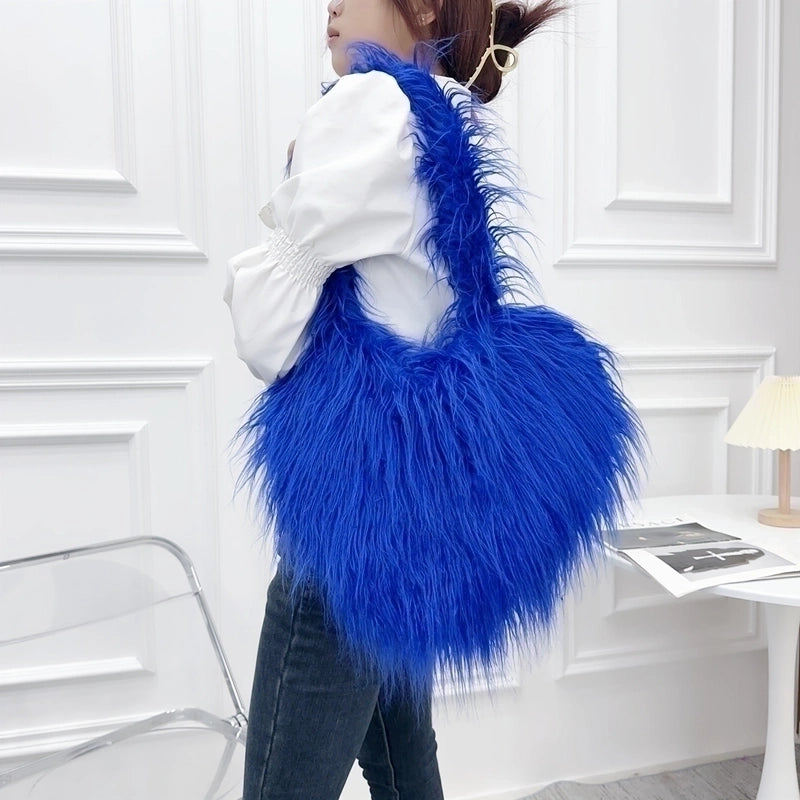 Women's Medium Winter Spring Autumn Tan Wool Streetwear Heart-shaped Bag