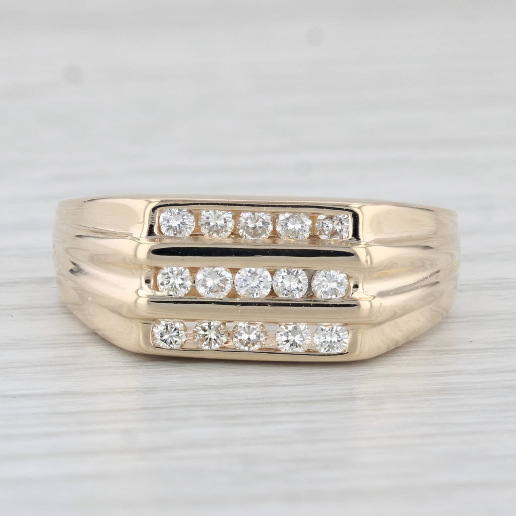0.45ctw Diamond Men's Ring 14k Yellow Gold Size 10 Wedding