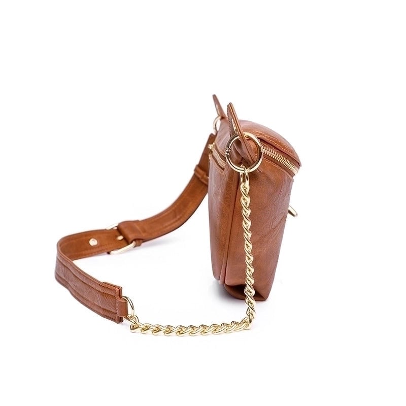 Women's All Seasons Pu Leather Solid Color Vintage Style Zipper Shoulder Bag Fanny Pack