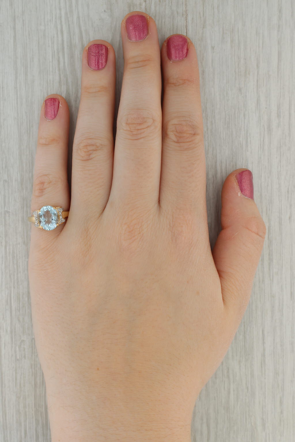 3.39ctw Oval Aquamarine Diamond Ring 14k Yellow Gold Size 7.25