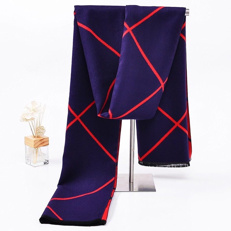Autumn And Winter New Classic  Double-sided Two-color Plaid Anti-cashmere Women's Scarf Thickened Lengthened Warm