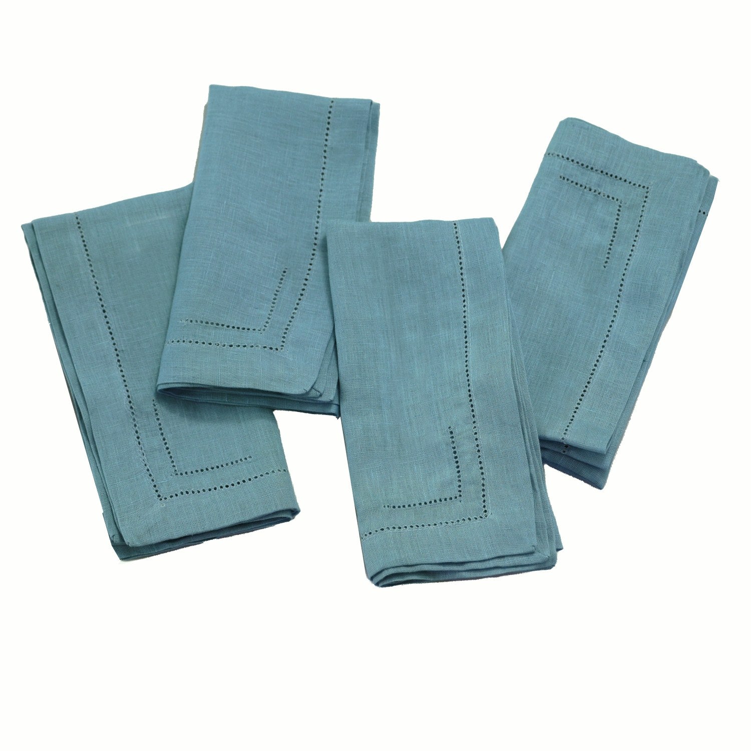 Dusty Blue 100% Linen Incomplete Hemstitch Napkins