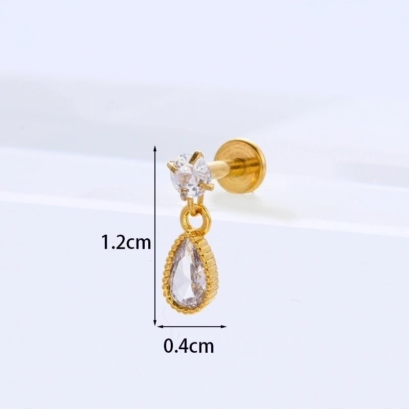Ear Cartilage Rings & Studs Flower 316L Stainless Steel  Copper Inlaid Zircon
