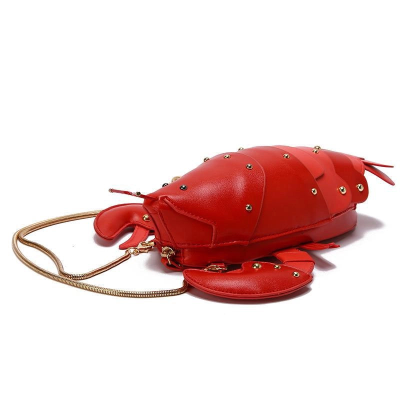 Women's Small Pu Leather Lobster Streetwear Oval Zipper Crossbody Bag