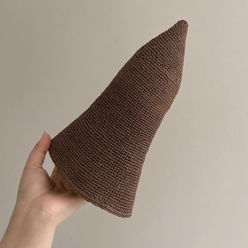 Summer Fine Hook Shade Hat Handmade Fine Grass Fisherman Hat Summer Travel Dome Straw Hat Sunscreen Sunshade Hat