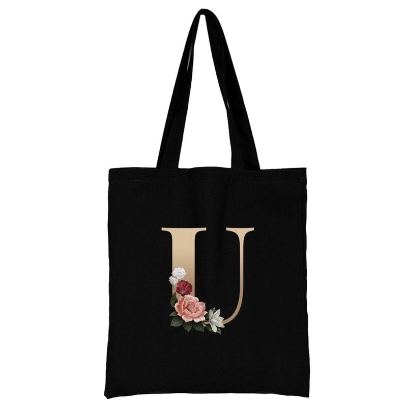 Women's Minimalist Letter Flower Shopping Bags