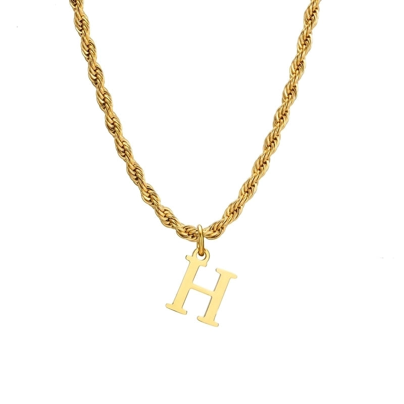 Minimalist Letter Stainless Steel Gold Plated Pendant Necklace
