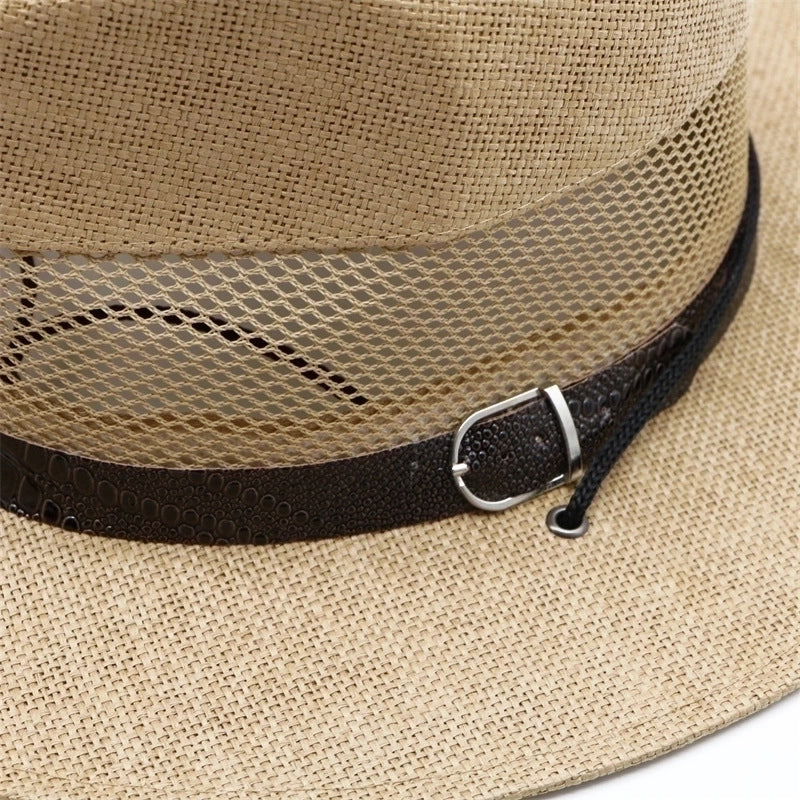 Men's Streetwear Color Block Flat Eaves Straw Hat