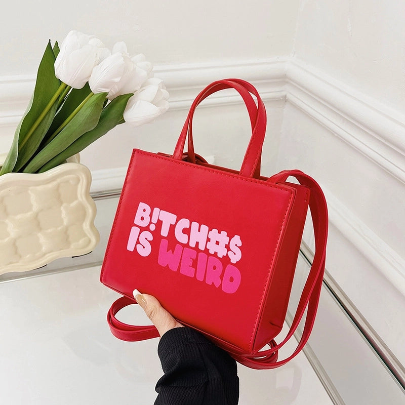 Women's Medium Pu Leather Letter Fashion Square Zipper Crossbody Bag