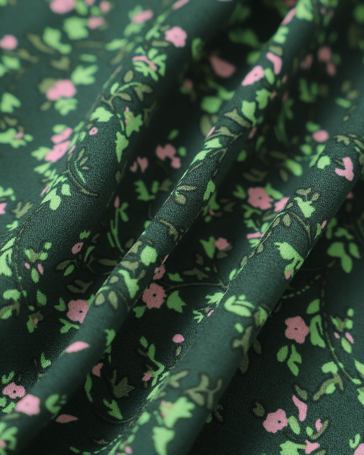 The Green Crew Neck Button-up Floral Midi Dress