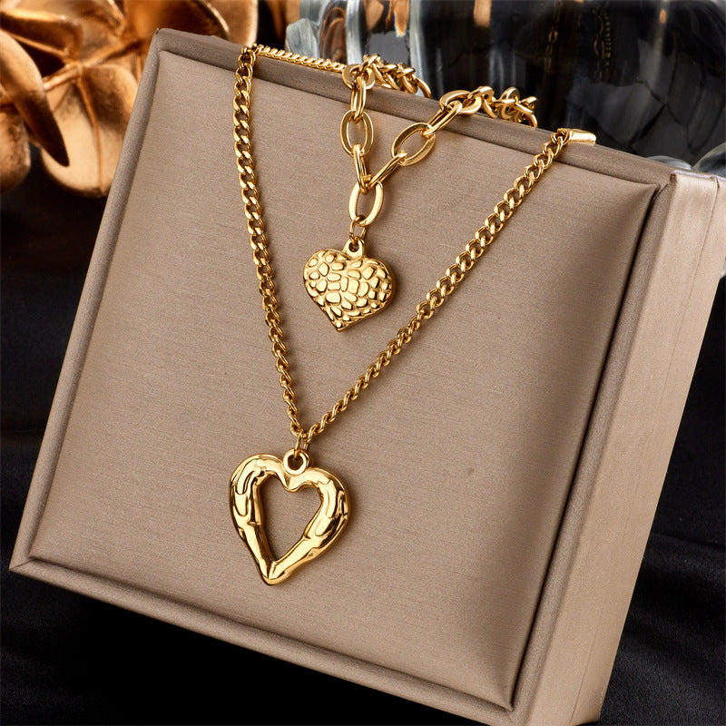Fashion Square Heart Irregular Titanium Steel Electroplating Necklaces