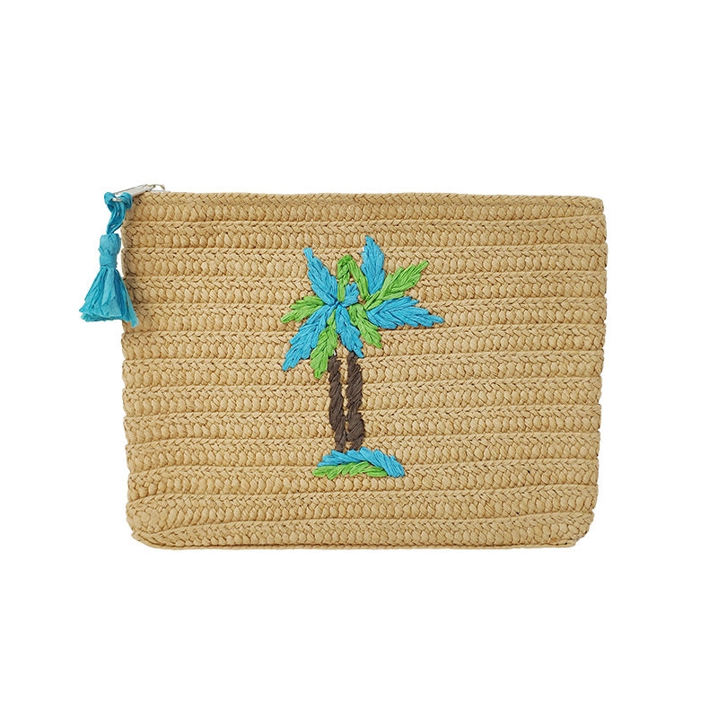 Coconut Tree Straw Tree Weave Square Clutches