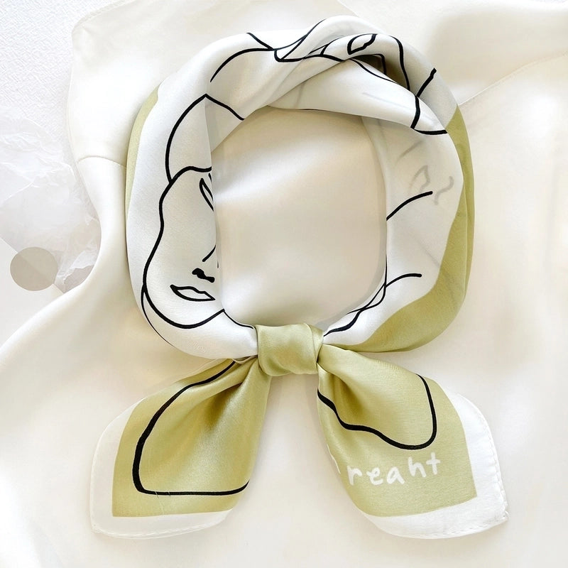 Women's Sweet Human Silk Printing Silk Scarf