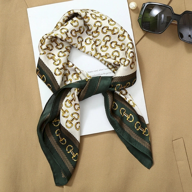 70*70  Striped Silk Scarf Women's Small Square Scarf  Versatile Professional Small Scarf Summer Thin Decorative Scarf