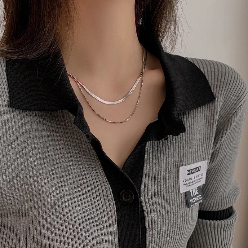 Minimalist Commute Solid Color Stainless Steel Titanium Steel Plating Necklace