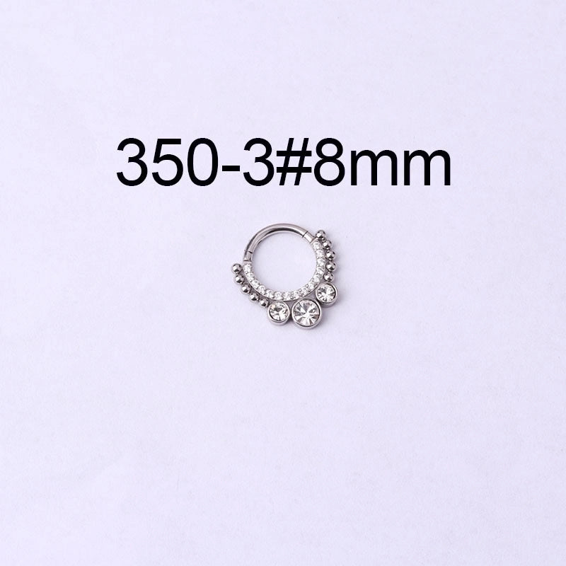 316 Stainless Steel  Fashion Inlaid Zircon Geometric Nose Ring