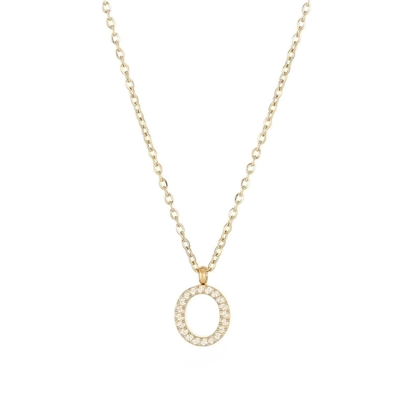 Minimalist Letter 304 Stainless Steel Zircon 16K Gold Plated White Gold Plated Plating Inlay Pendant Necklace