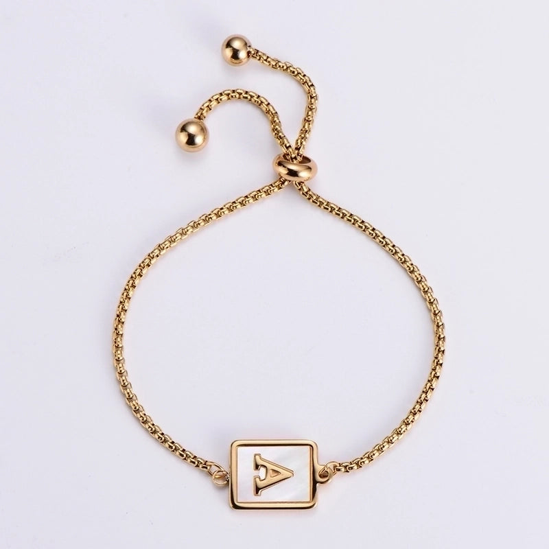 Minimalist Letter 304 Stainless Steel 18K Gold Plated Shell Bracelets In Bulk