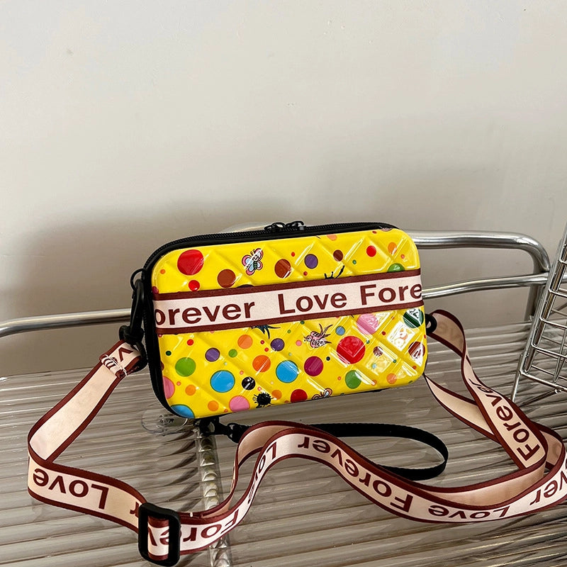 Women's Medium PVC Letter Polka Dots Butterfly Streetwear Square Zipper Square Bag