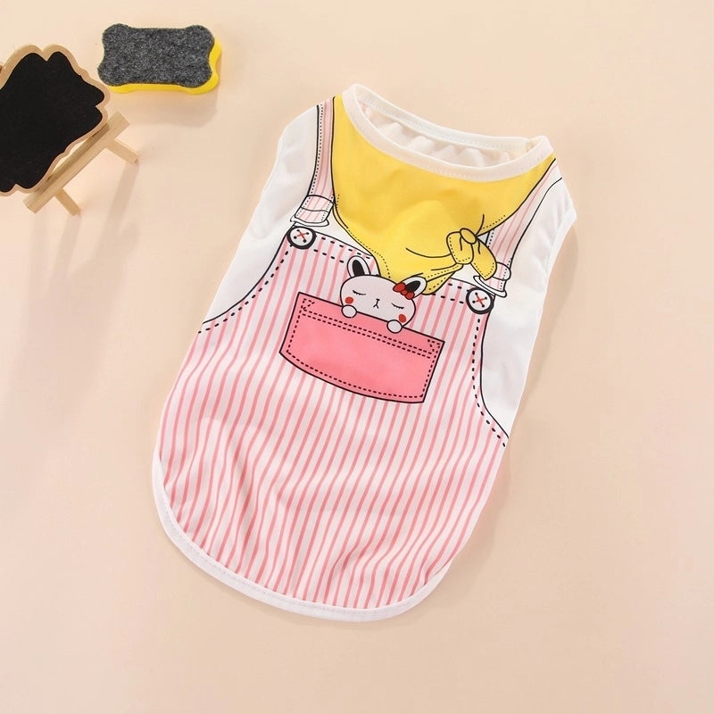 Cartoon Thin Fake Suspenders Vest Pet Dog Clothes 1 Pieces