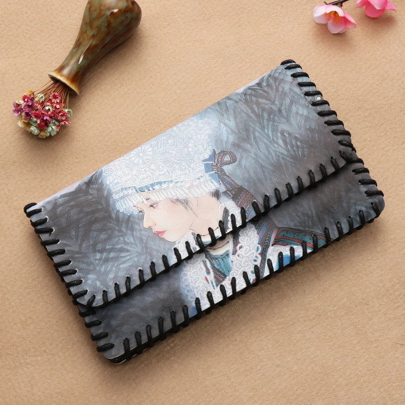 Women's Pu Leather Printing Animal Vintage Style Square Magnetic Buckle Phone Wallets