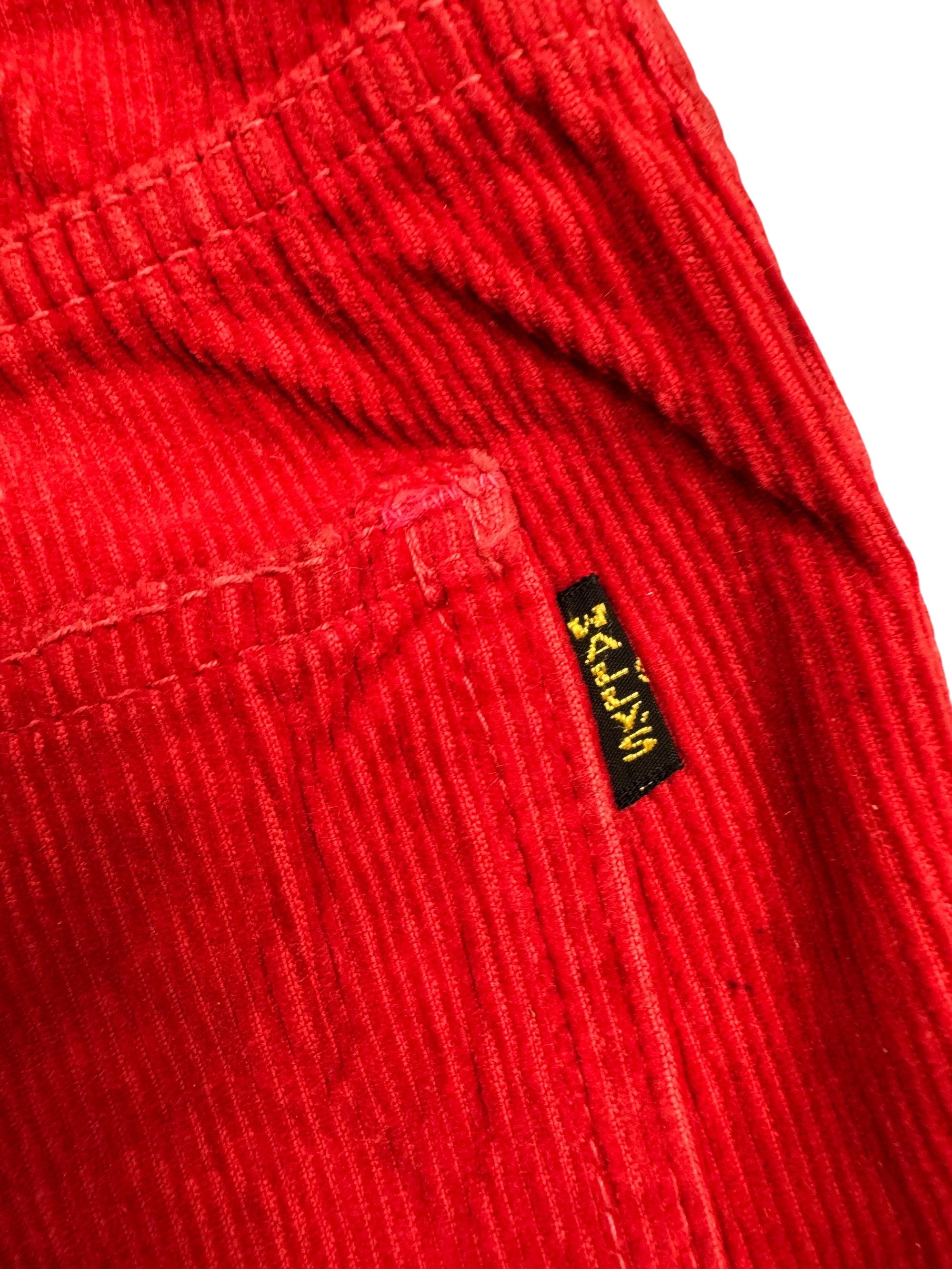 Red Corduroy Frayed Hem Women's Shorts