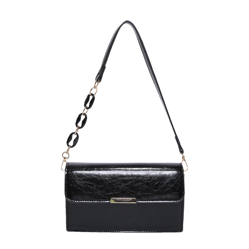 Women's Medium Pu Leather Color Block Solid Color Streetwear Square Flip Cover Underarm Bag