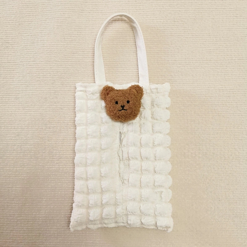 Casual Vacation Solid Color Bubble Fiber Fabric Tissue Dispenser