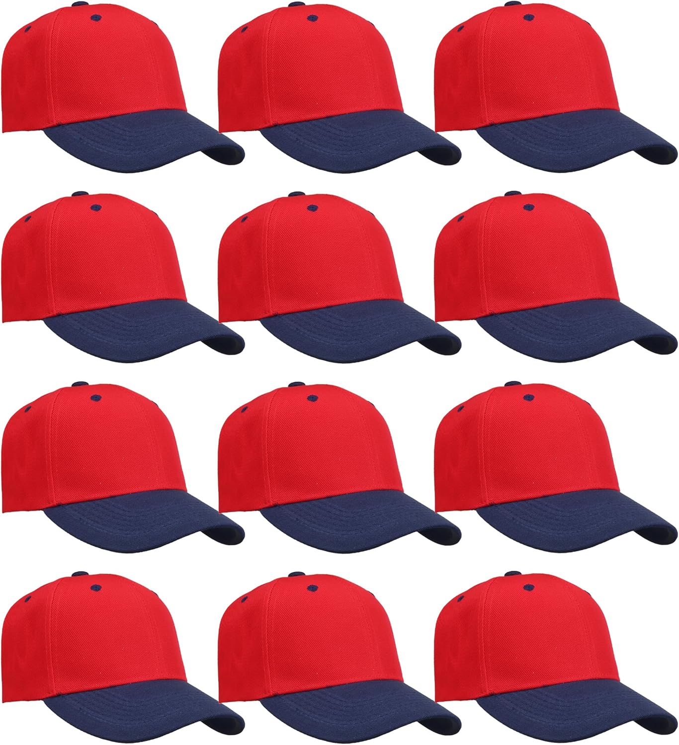 Falari Wholesale Bulk Lot 12-Pack Baseball Cap Adjustable Size Plain Blank Solid Color