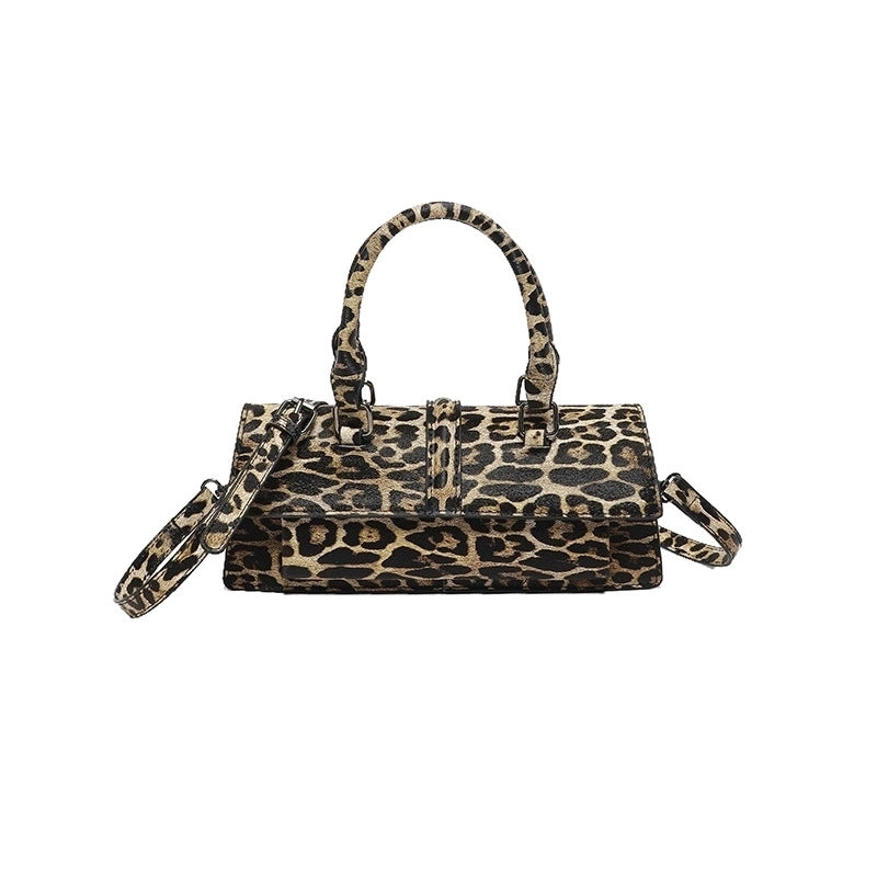 Women's Medium Pu Leather Leopard Streetwear Square Magnetic Buckle Crossbody Bag